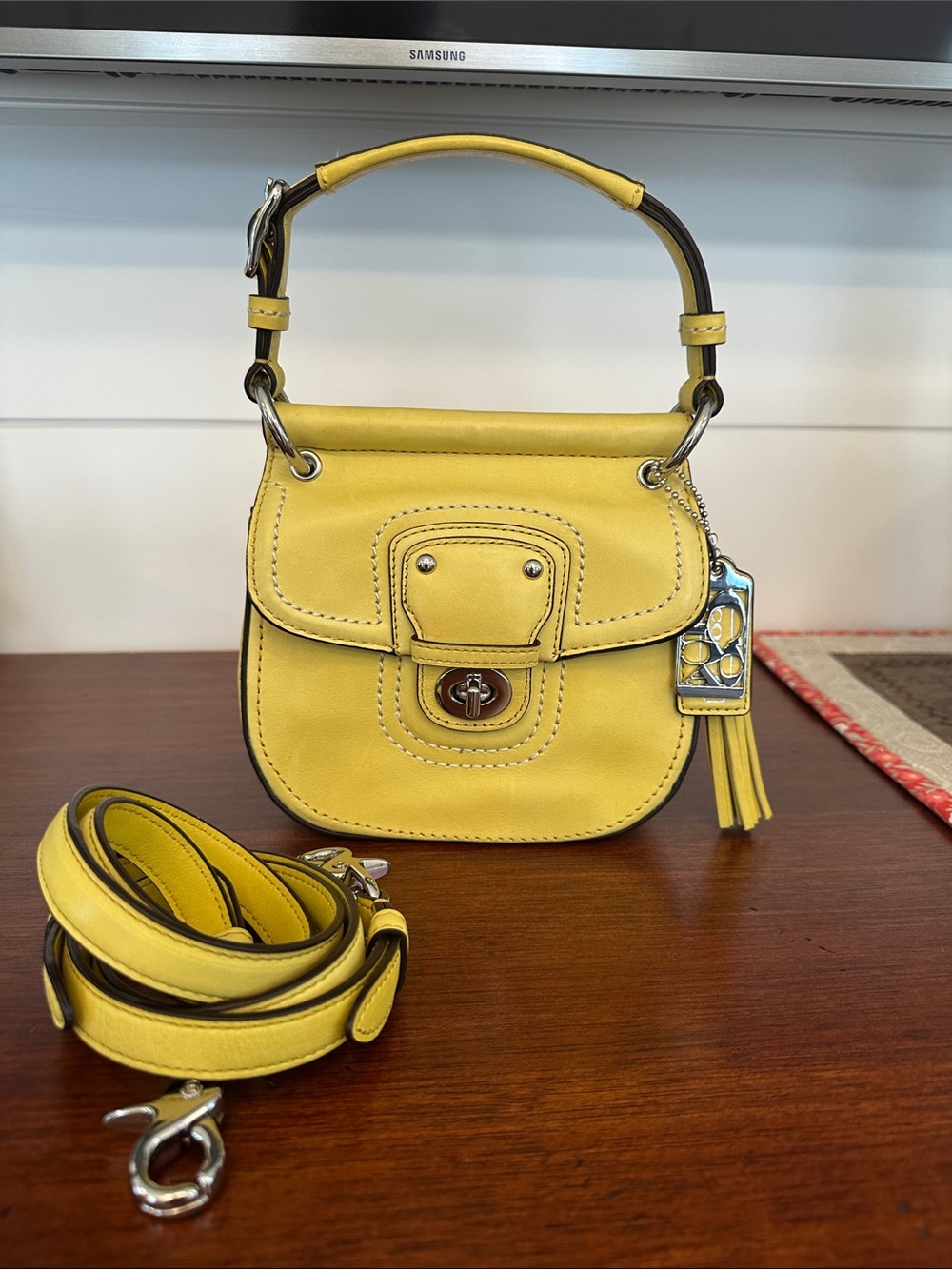 Coach Yellow Leather Mini Turnlock Satchel